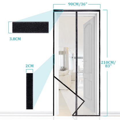 👉 Fliegengitter Tür mit Magnet, Insektenschutz für Balkontür 90x210 cm, Lichtdurchlässig, Reißfest & Wetterfest, Starke Magnete, 3.8 cm Klettband, Nicht Kürzbar